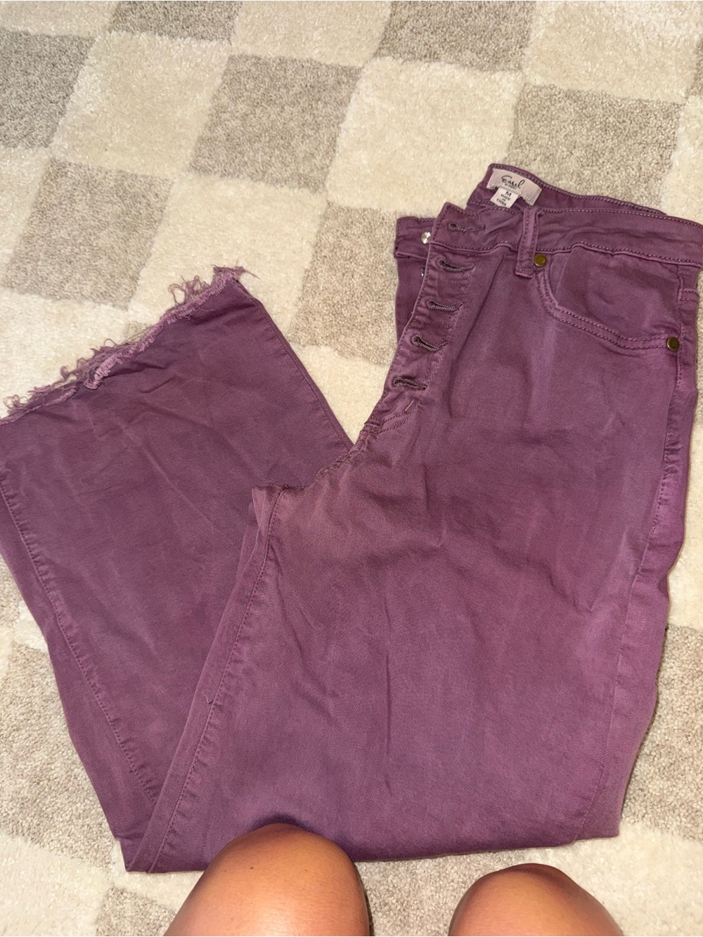 High-Rise Purple Wide-Leg Jeans with Button-Fly